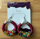 African Elegant Hand-beaded Maasai Round Hoop Earrings