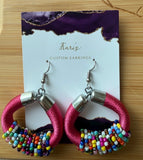 African Elegant Hand-beaded Maasai Round Hoop Earrings