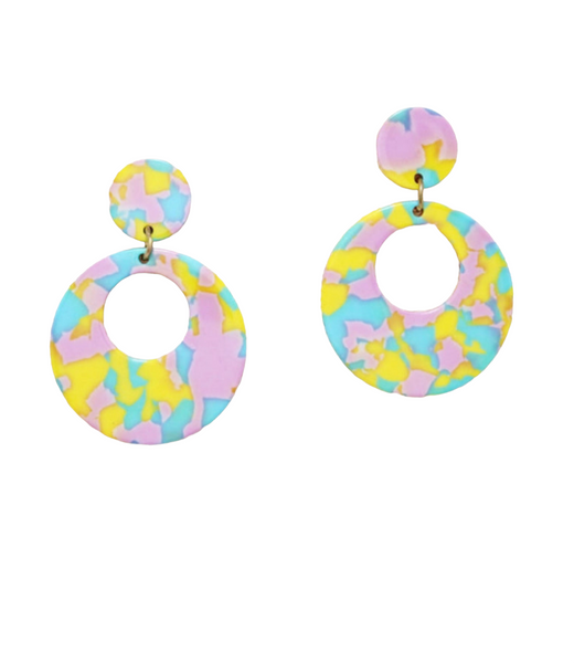 Round Cellulose Candy Color Earring