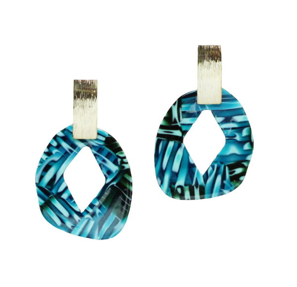 Rectangle Gold Accent Geometric Celluloid Acetate Earring