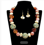 Earth Tone Chunky Beaded Statement Necklace Set