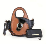 Stylish According Handbag With Matching Clutch