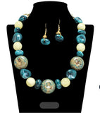 Earth Tone Chunky Beaded Statement Necklace Set