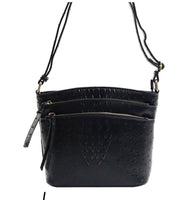 Stylish Three Zipper Vegan Leather Cross-body Bag