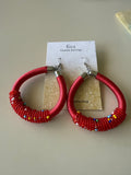 African Elegant Hand-beaded Hoop Earrings