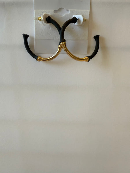 Goldstone/Rubber Hoop Earrings