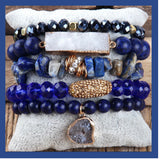 Lapis Lazuli Mixed Stone 5 Piece Bangle Style Bracelet