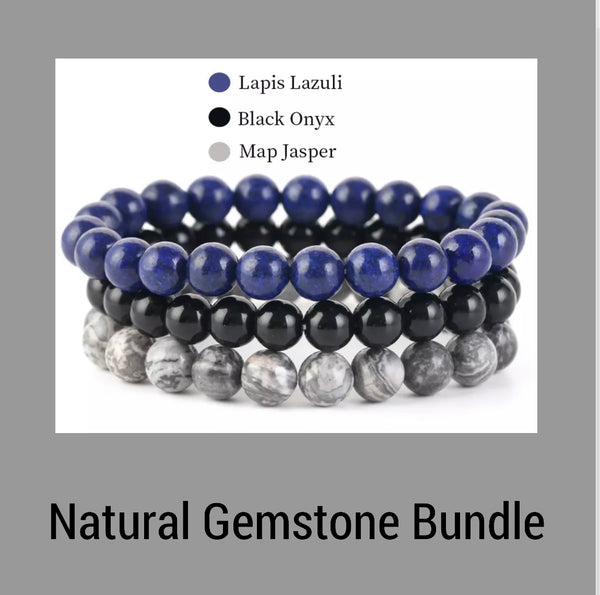 Natural Gemstone Triple Bracelet Collection