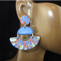 Tie Dyed Multi Color Clay Earrings