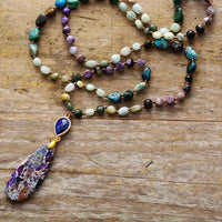 Teardrop Pendant Jaspers Purple Mica Lariat Necklace
