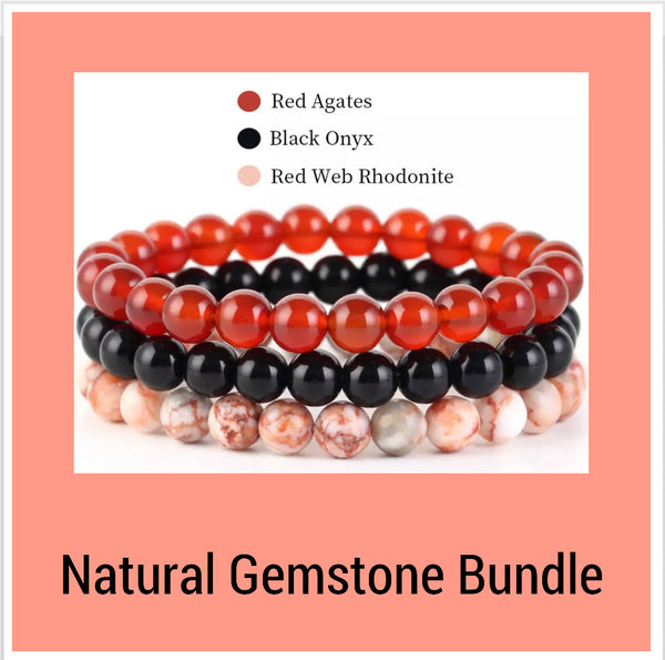 Natural Gemstone Triple Bracelet Collection