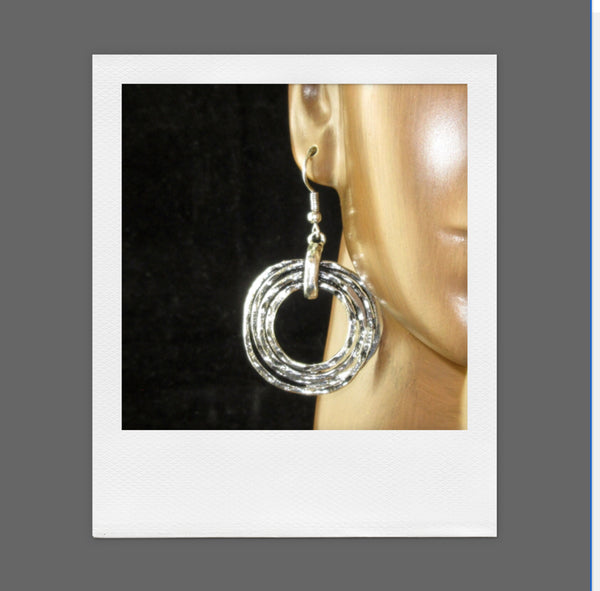Hammered Silver Open Circle Earrings